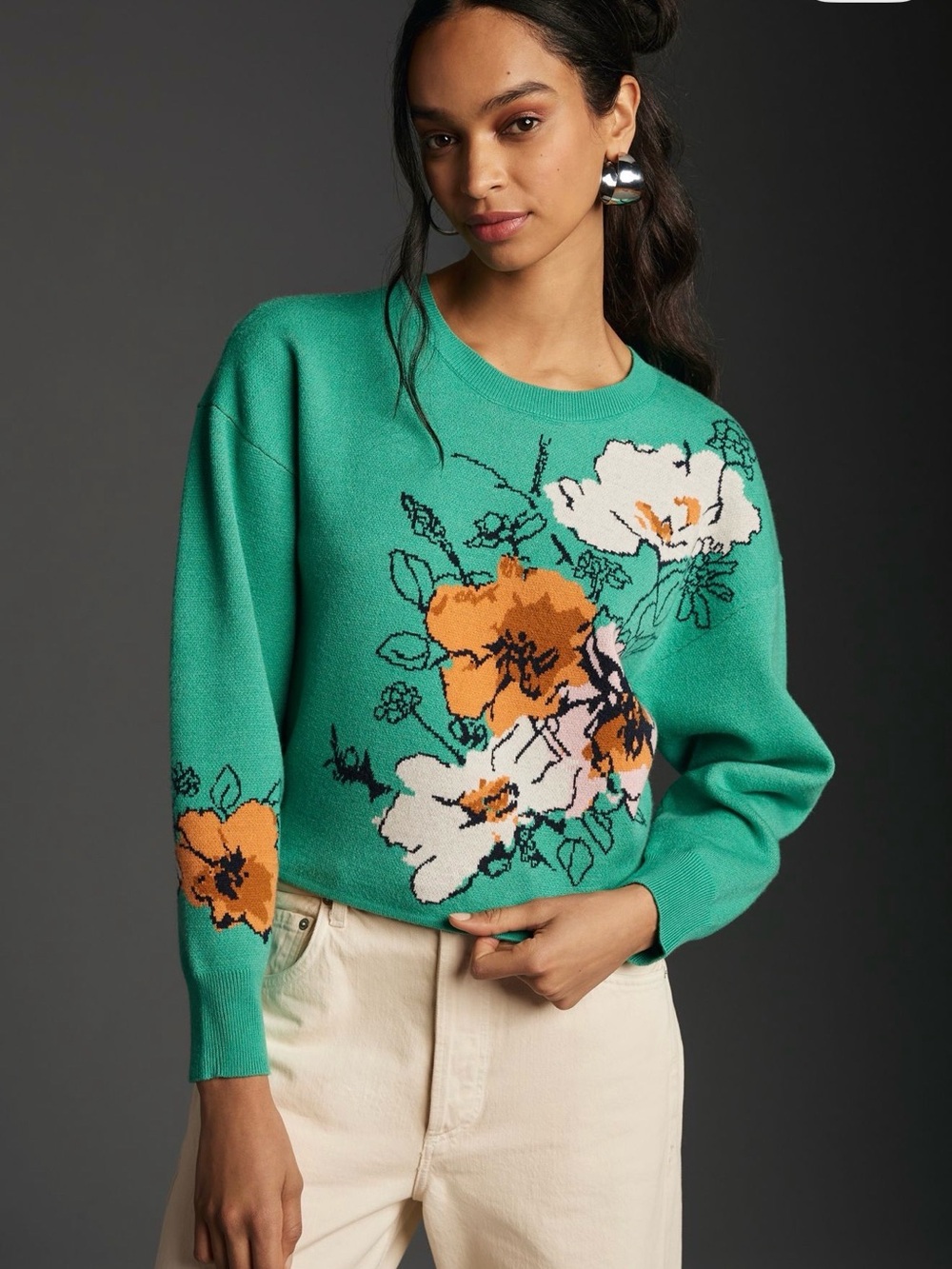 Anthropologie Floral Crewneck Sweater -
